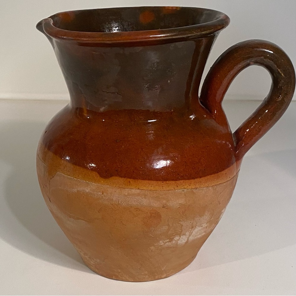 Vintage BIA Cordon Bleu Pottery Brown Pitcher France Height 6.5”